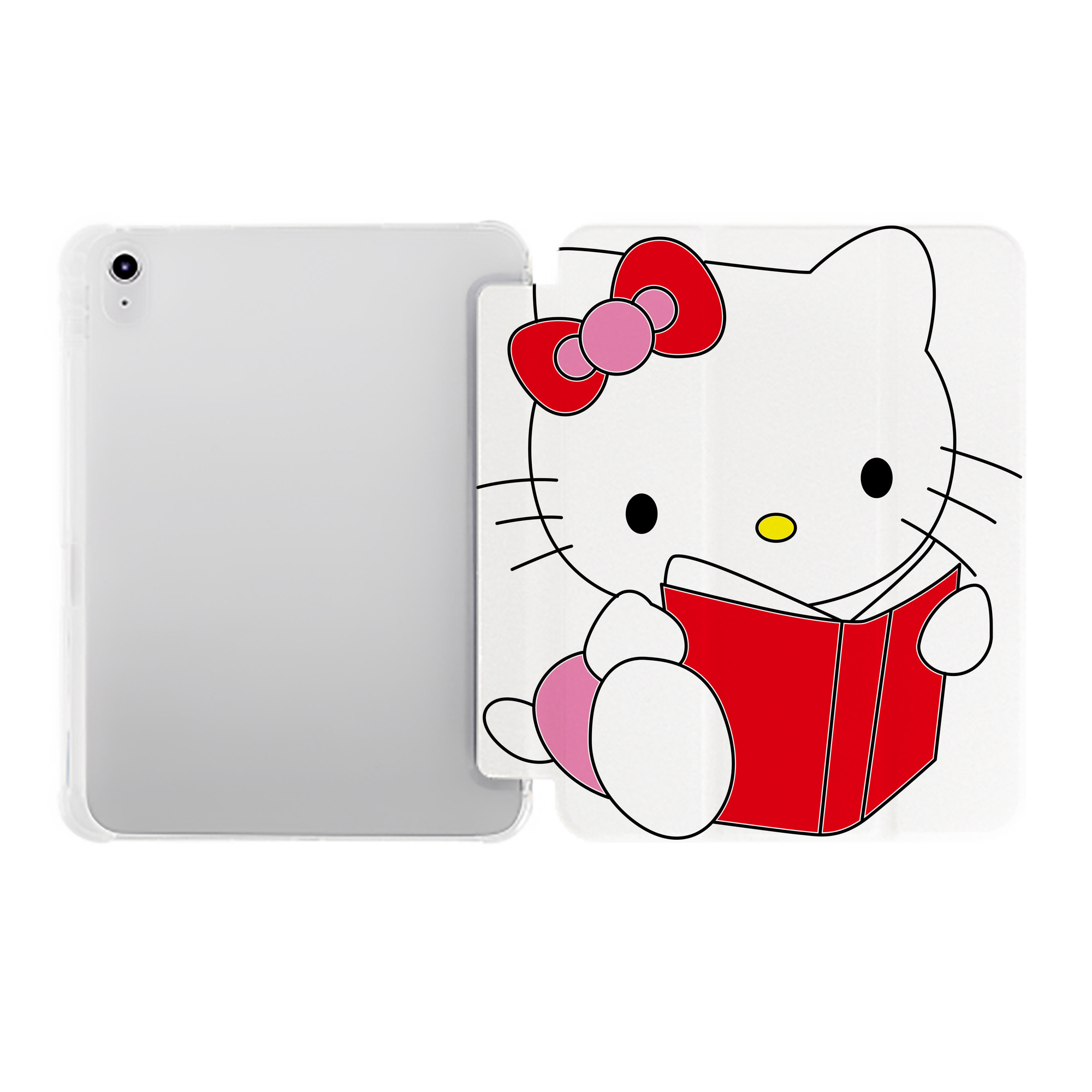 （画像用） Hello Kitty ハローキティ IPad ケース ペン収納付き 三つ折りスタンド PUレザー×シリコン 対応機種9.5/10.5/10.9インチ